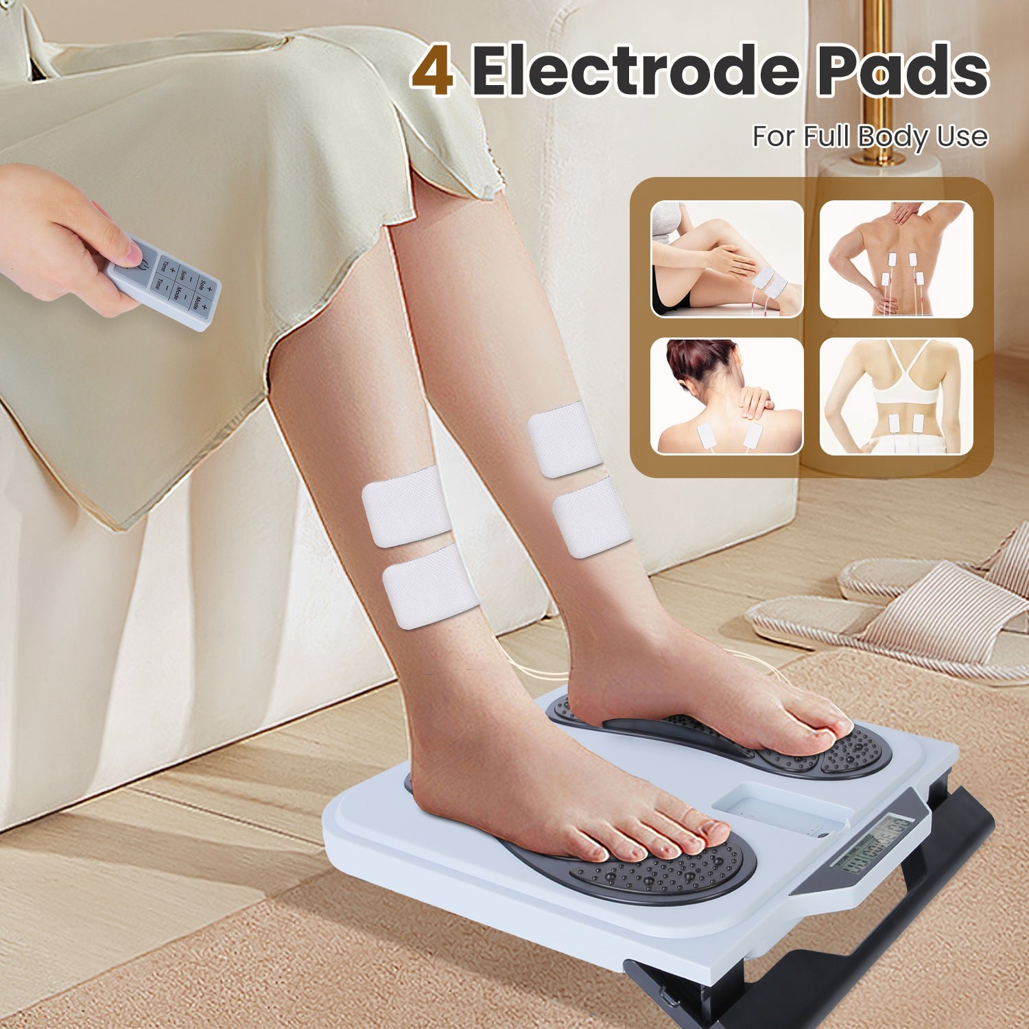 TENS & EMS Foot Massager with 10 Modes & 50 Intensity Levels - Electric Foot Stimulator for Neuropathy, Plantar Fasciitis & Pain Relief - 4 Electrode Pads for Full Body - Cordless with Remote Control 266924-41