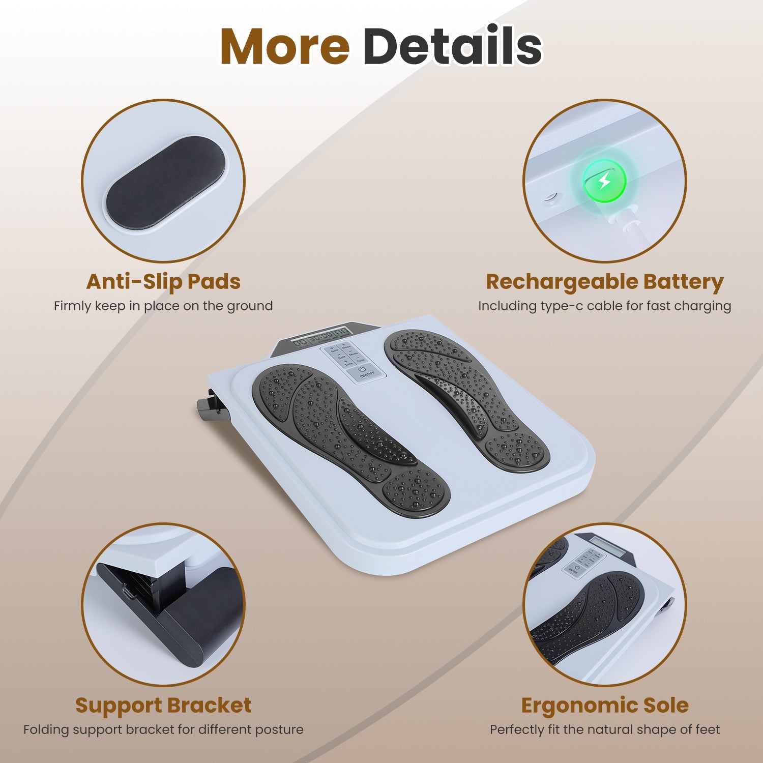 TENS & EMS Foot Massager with 10 Modes & 50 Intensity Levels - Electric Foot Stimulator for Neuropathy, Plantar Fasciitis & Pain Relief - 4 Electrode Pads for Full Body - Cordless with Remote Control 266924-41