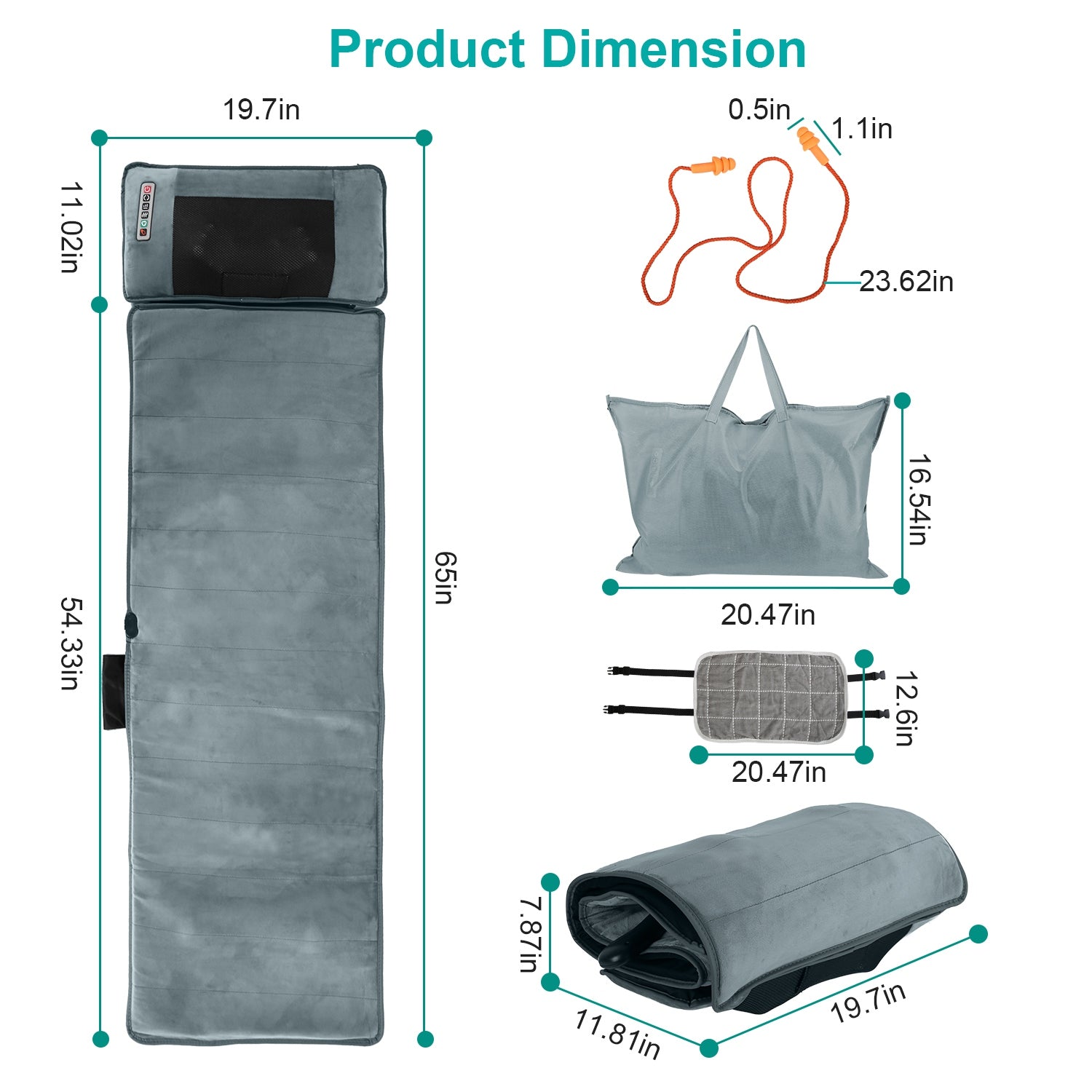 Full Body Massage Mat with Neck Kneading Massager - 10 Targeted Points + 3-Level Lumbar Heating, 9 Vibration Modes/9 Speeds, 20-Node Neck Massage (Heating + 3 Modes), 10-30min Smart Timer, Anti-Slip B 266924-41
