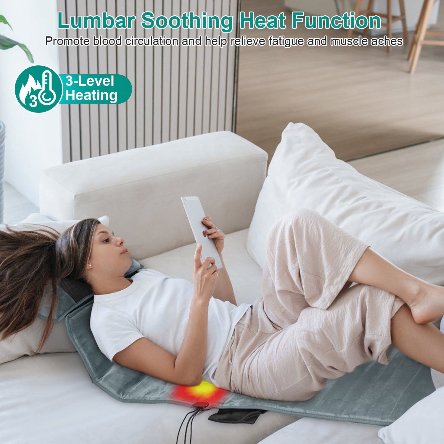 Full Body Massage Mat with Neck Kneading Massager - 10 Targeted Points + 3-Level Lumbar Heating, 9 Vibration Modes/9 Speeds, 20-Node Neck Massage (Heating + 3 Modes), 10-30min Smart Timer, Anti-Slip B 266924-41