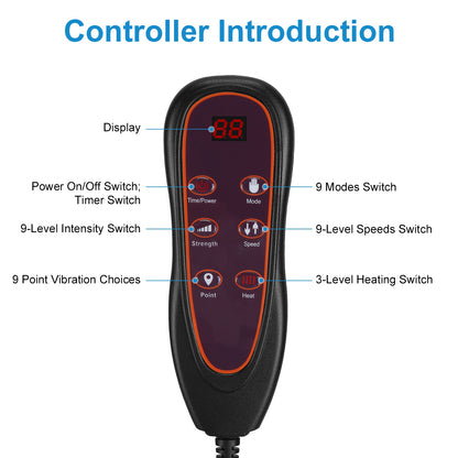 Vibration Massage Mat (Full Body) + Neck Kneading Massager - 20 Nodes, 3 Massage Modes/Speeds, 9 Vibration Settings, 3-Level Lumbar Heat, Inflatable Waist Pillow - Perfect Gift for Family 266924-41