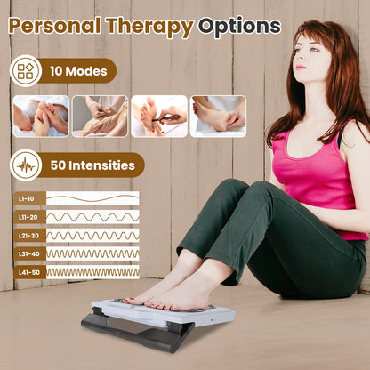 TENS &amp; EMS Foot Massager with 10 Modes &amp; 50 Intensity Levels - Electric Foot Stimulator for Neuropathy, Plantar Fasciitis &amp; Pain Relief - 4 Electrode Pads for Full Body - Cordless with Remote Control 266924-41